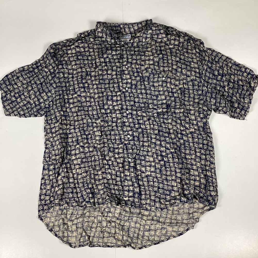 Pacific Scene Mens Button Up Blouse Shirt Top Size XL Short Sleeve Stretch
